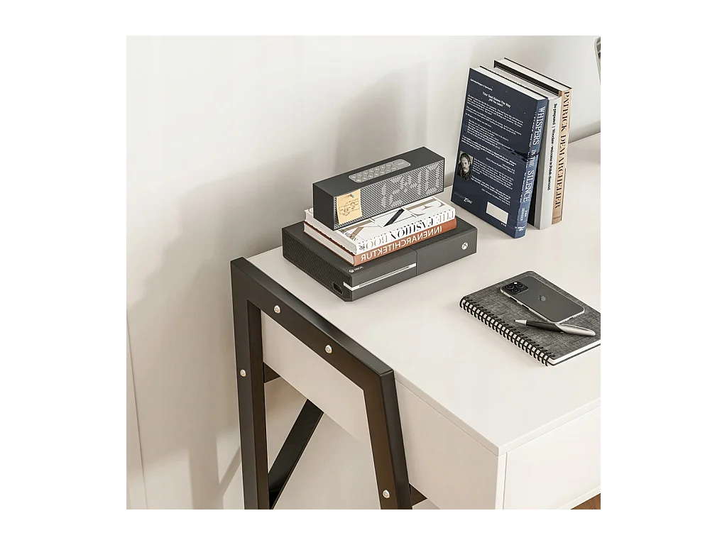 MODERNO SCRIVANIA CON CASSETTI LOFT BIANCO SU GAMBE NERE PREMIUM 80 CM