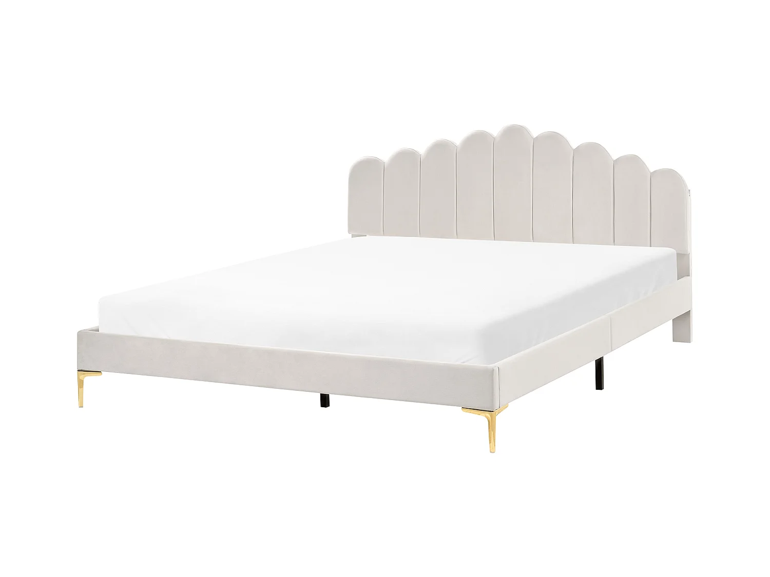 Lit avec sommier Velours SAUVIAN 180 x 200 cm Blanc cassé