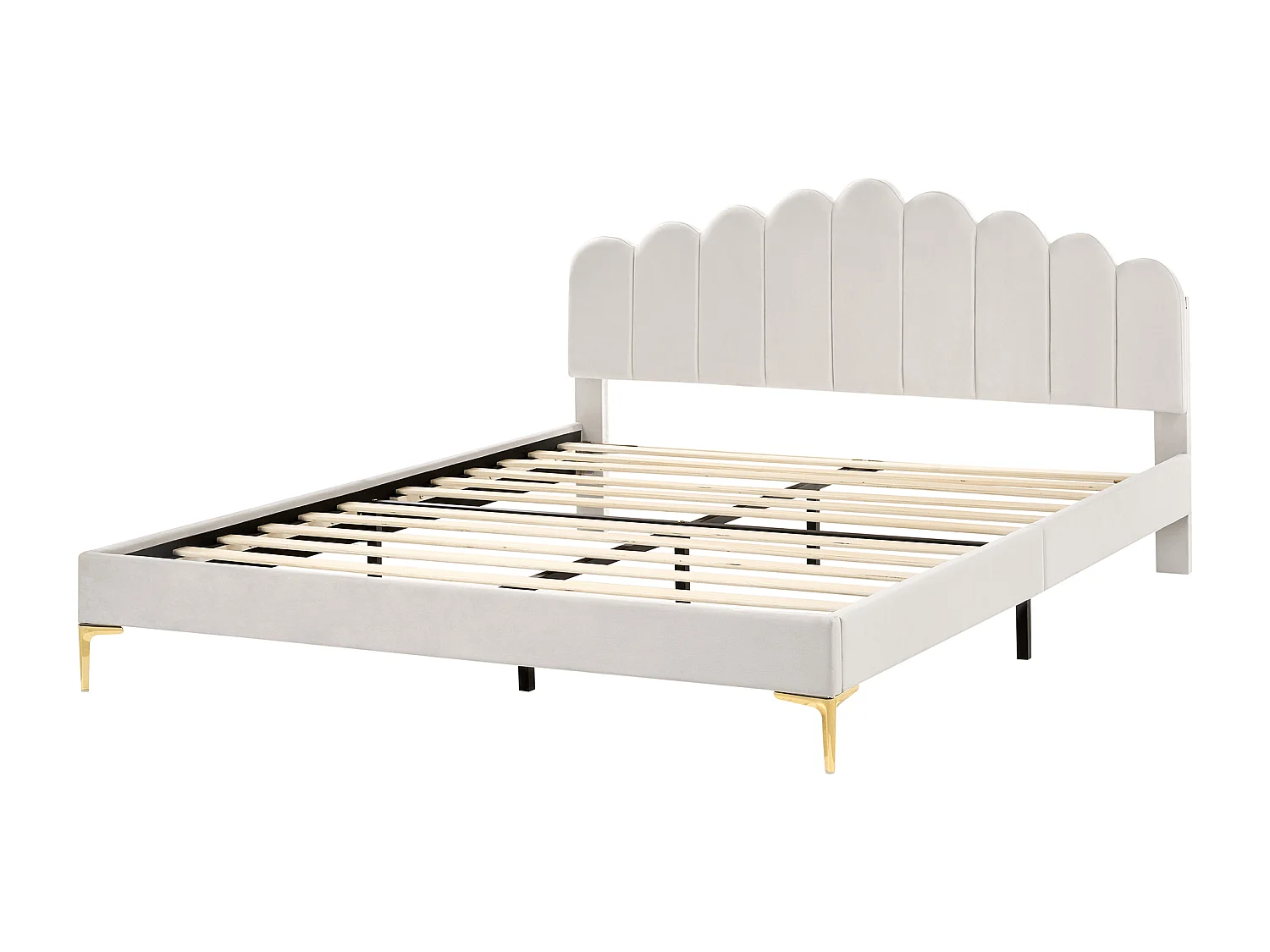 Lit avec sommier Velours SAUVIAN 180 x 200 cm Blanc cassé