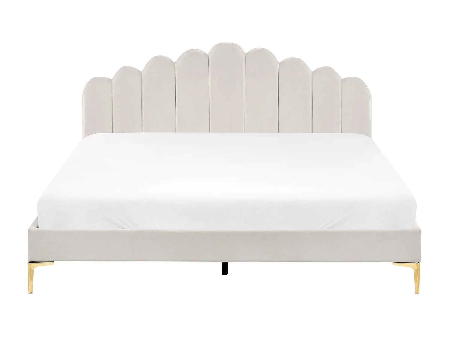 Lit avec sommier Velours SAUVIAN 180 x 200 cm Blanc cassé