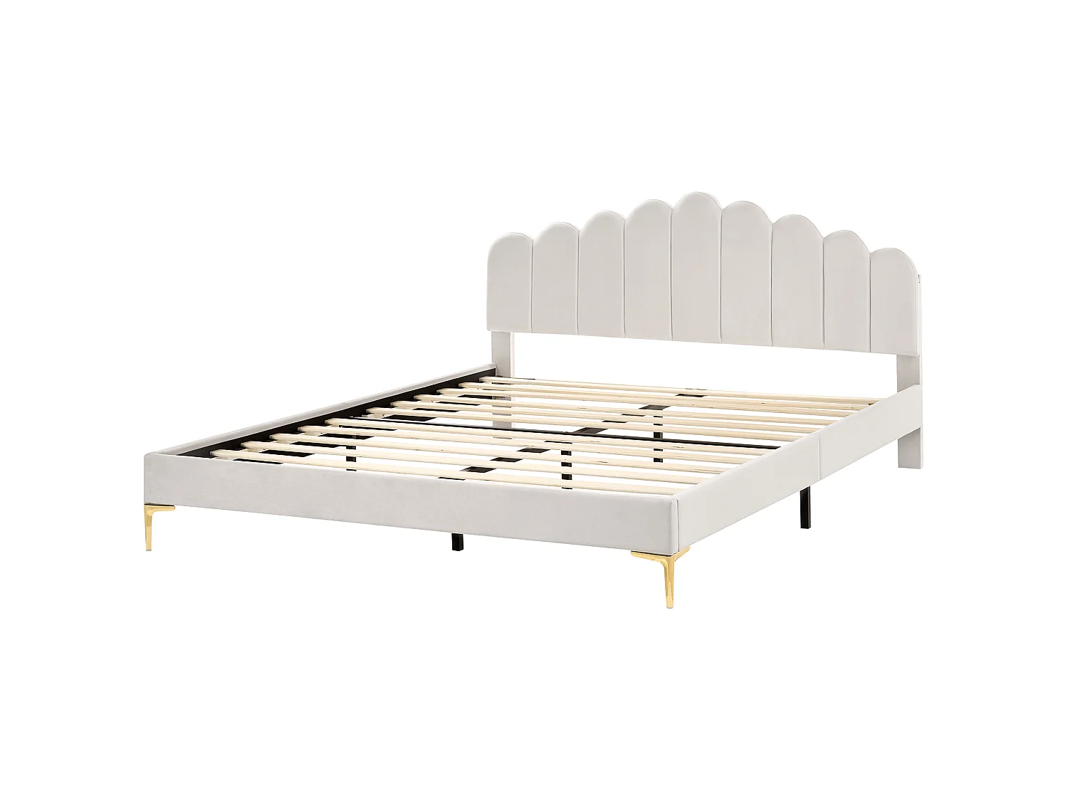 Bed Velvet SAUVIAN 180 x 200 cm (EU Super King) Off-White