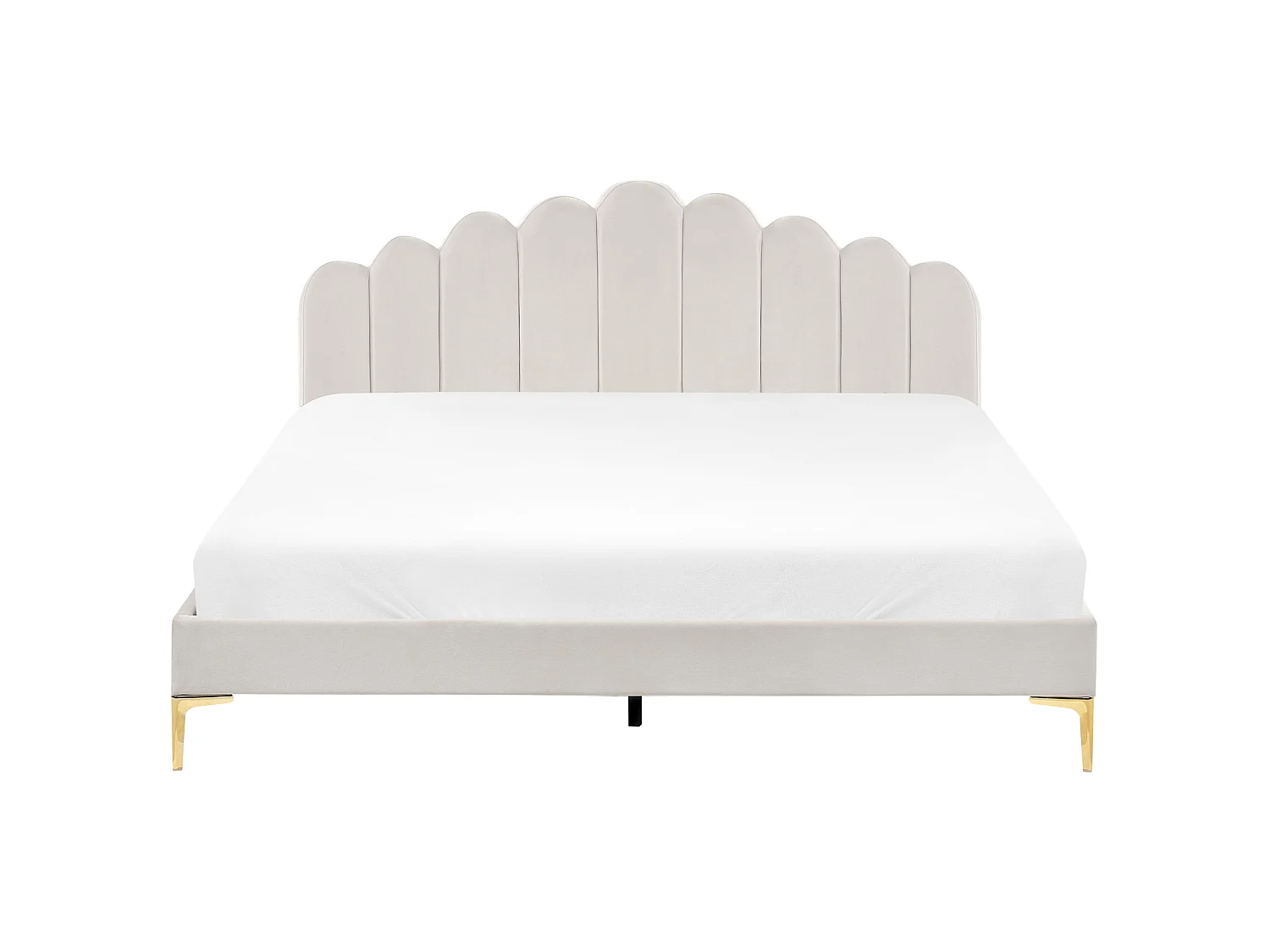 Bed Velvet SAUVIAN 180 x 200 cm (EU Super King) Off-White