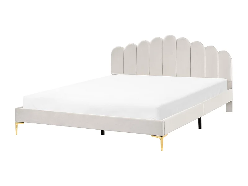 Lit avec sommier Velours SAUVIAN 180 x 200 cm Blanc cassé