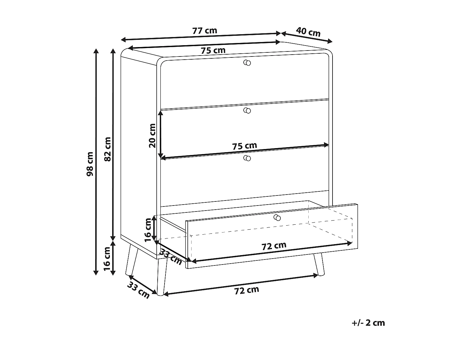 Commode à 4 tiroirs MOURA Noir
