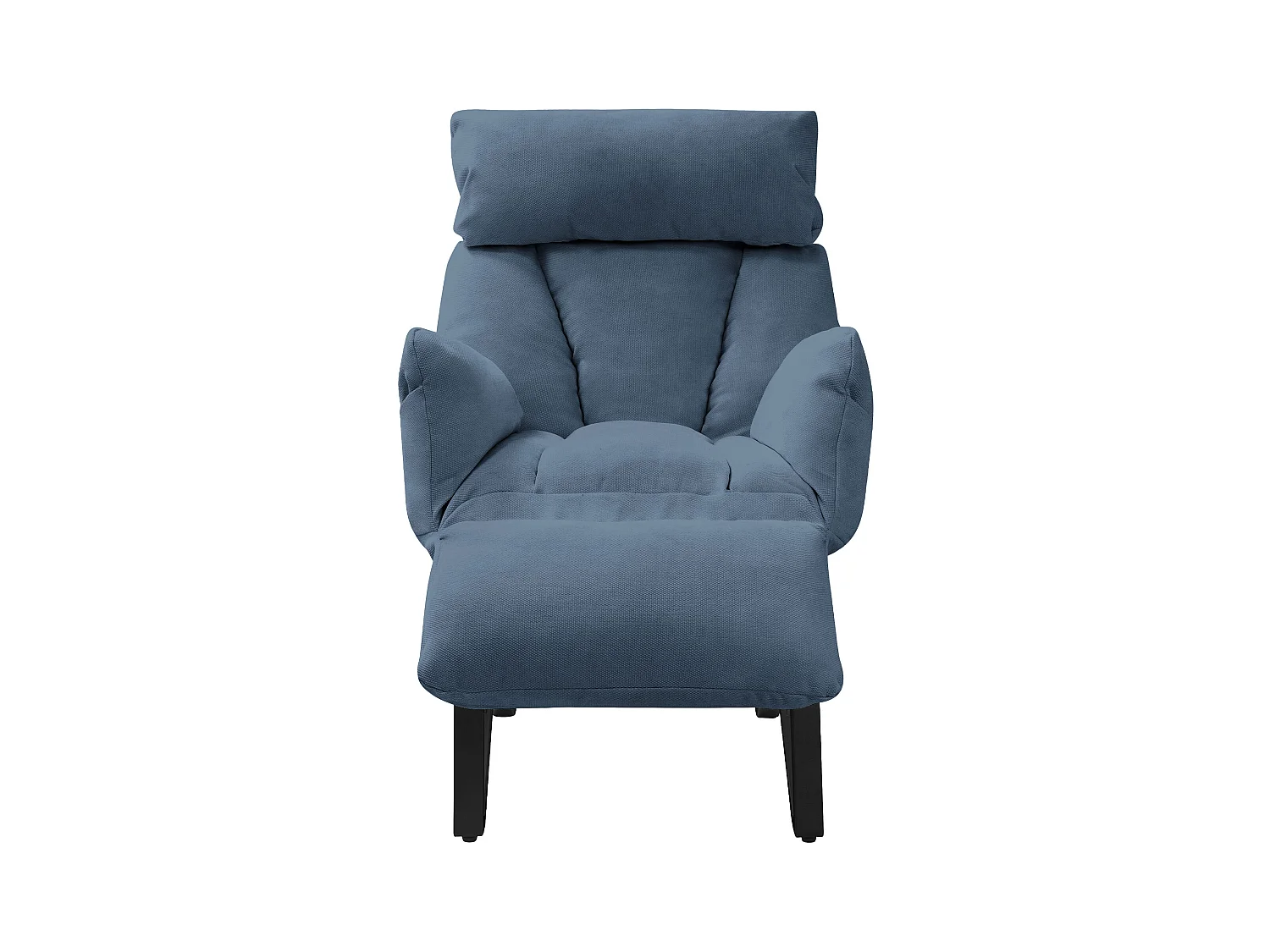 Fauteuil relax bleu en lin structure acier dossier et repose-pied réglables accoudoirs rabattables siège inclinable rembourré chaise longue lecture