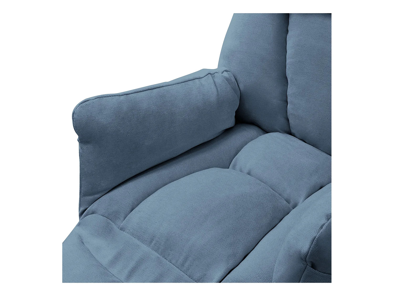 Fauteuil relax bleu en lin structure acier dossier et repose-pied réglables accoudoirs rabattables siège inclinable rembourré chaise longue lecture