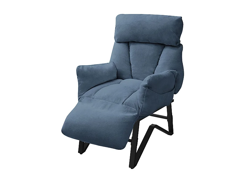 ML-Design Sillón de relax reclinable azul asiento de salón tapizado con funda de lino butaca individual ajustable con reposapíes y reposabrazos