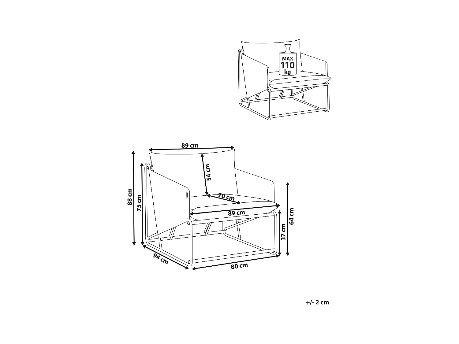Chaise de jardin avec coussin PONTE Métal Vert