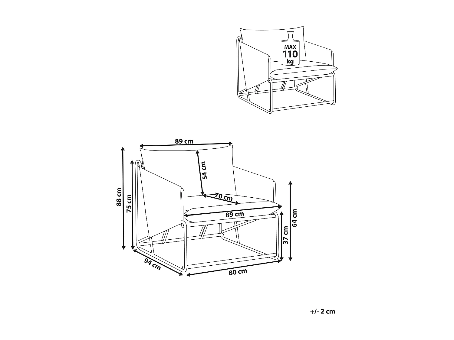 Chaise de jardin avec coussin PONTE Métal Vert