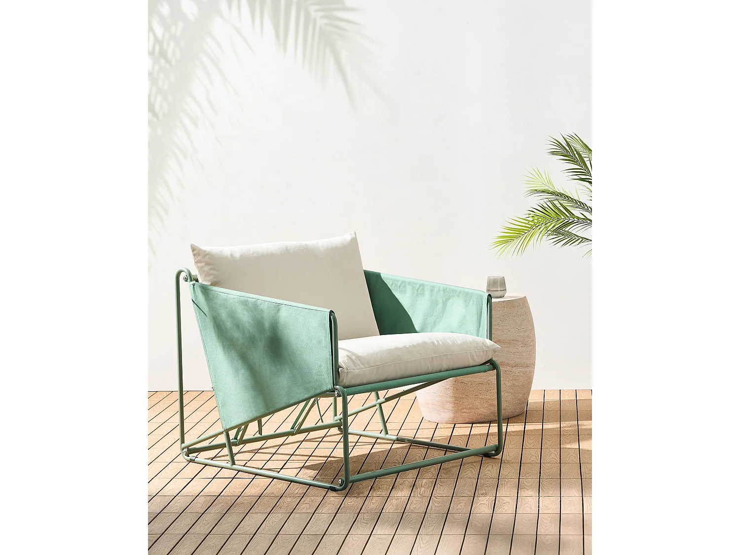 Chaise de jardin avec coussin PONTE Métal Vert