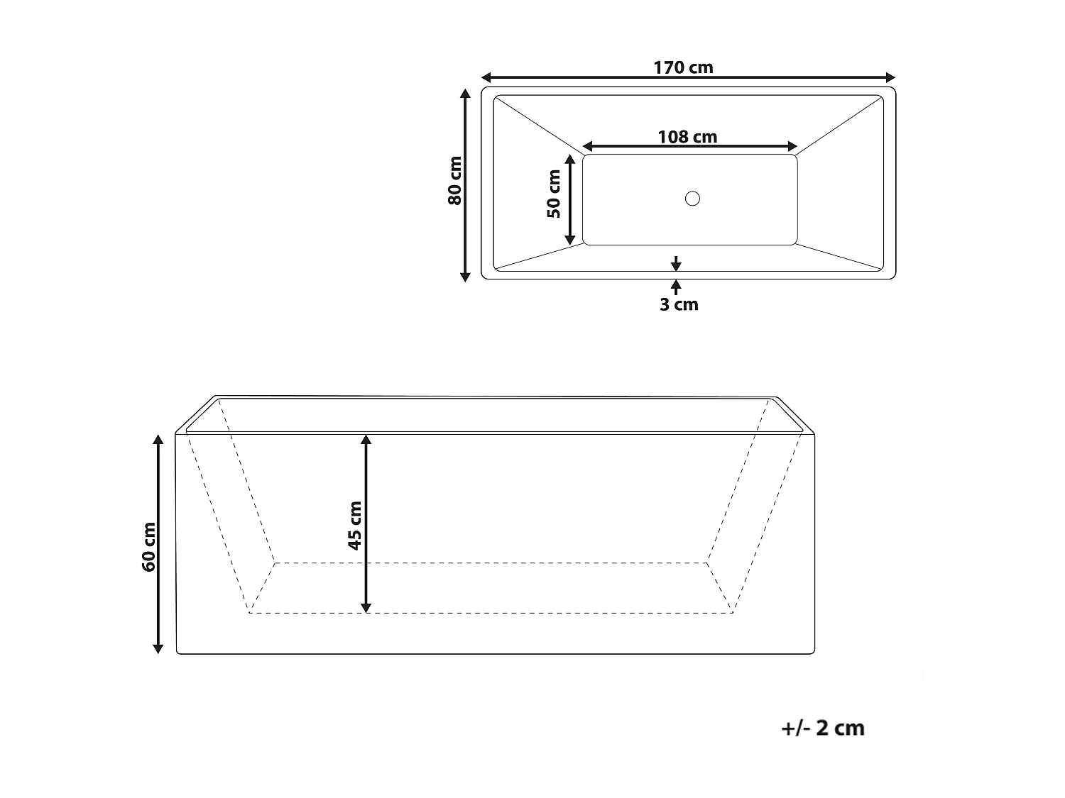 Baignoire îlot SERENA 170 x 80 cm Blanc