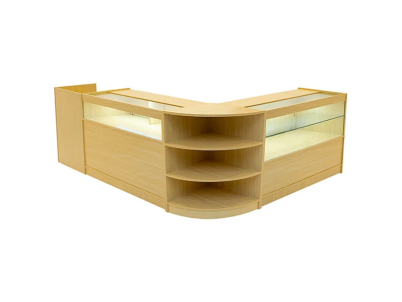 Europa LED Winkel Toonbank Set B1200, C1200, TB60 & LM60 - Esdoorn