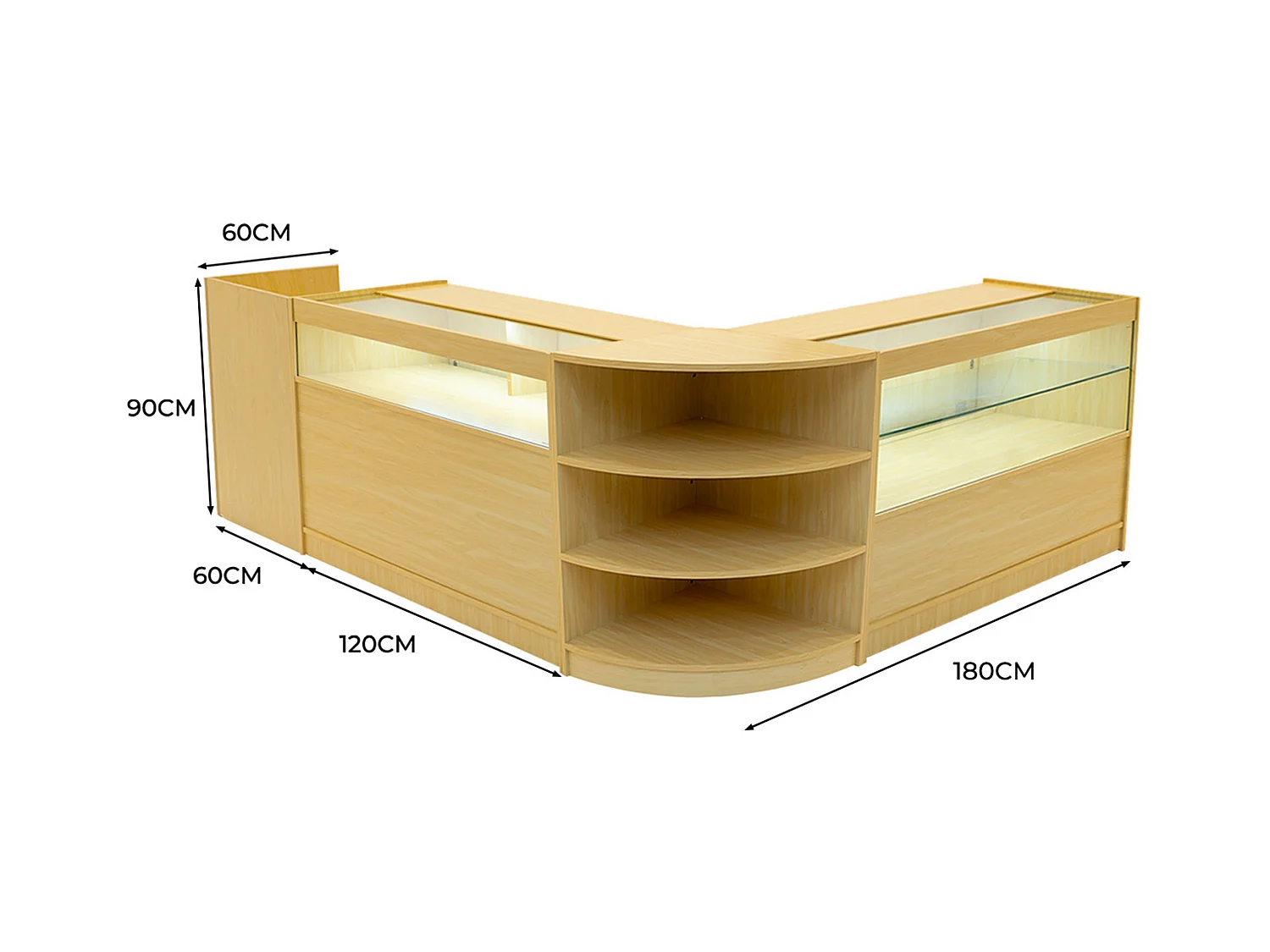 Set Banconi con Illuminazione LED Europa B1200, C1200, TB60 & LM60 - Acero