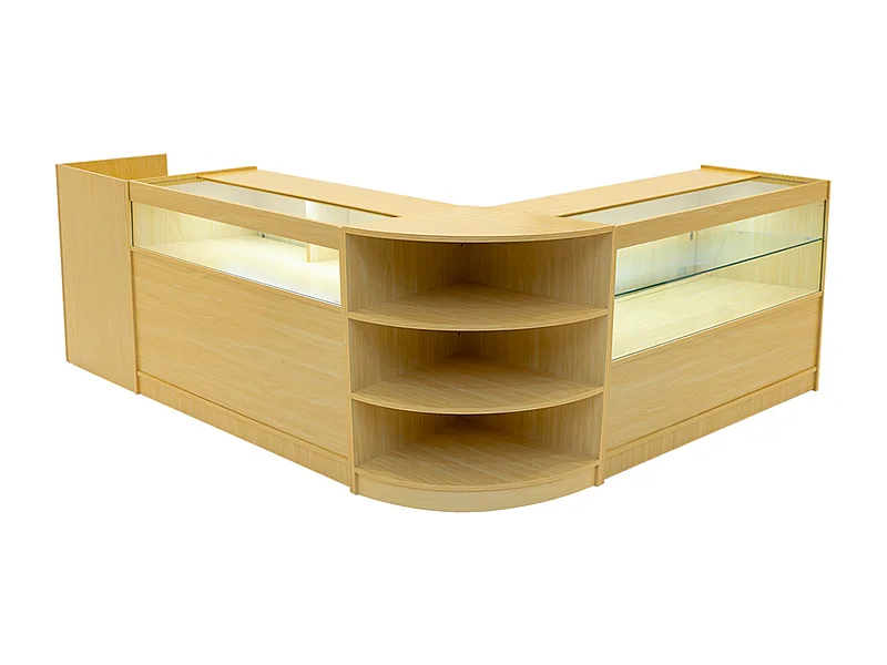 Europa LED Winkel Toonbank Set B1200, C1200, TB60 & LM60 - Esdoorn