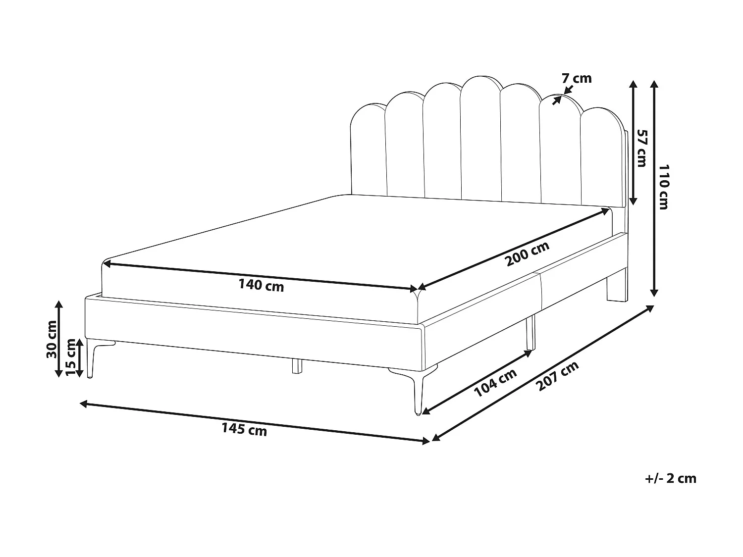 Lit avec sommier Velours SAUVIAN 140 x 200 cm Beige
