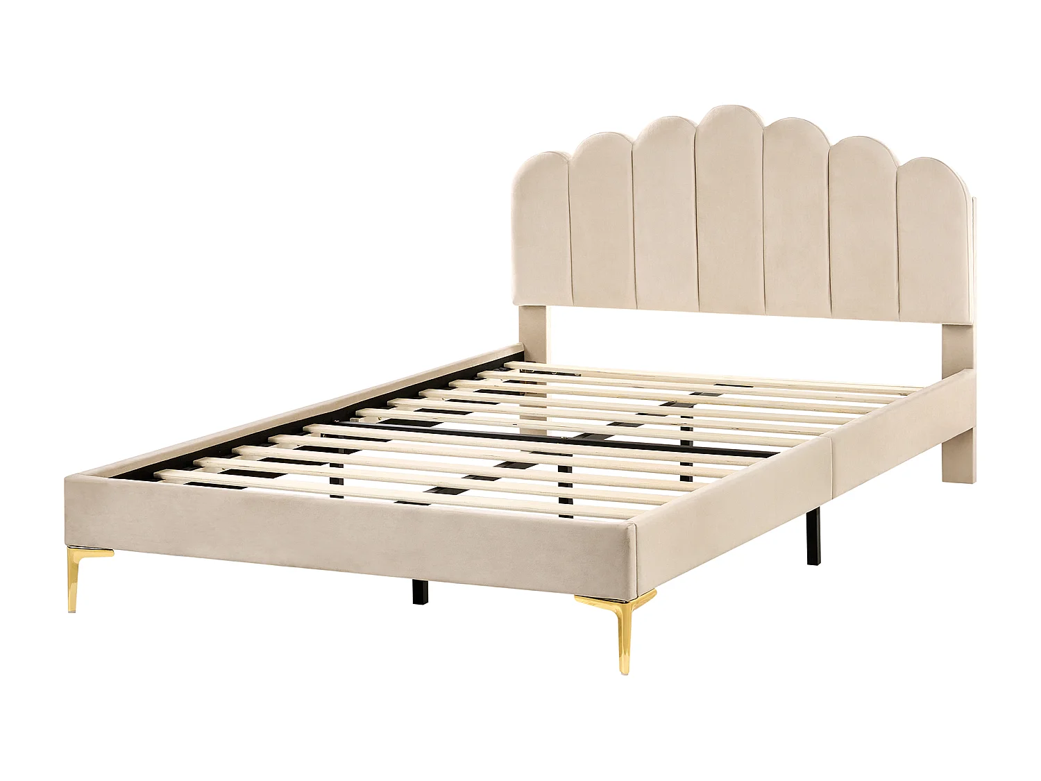 Lit avec sommier Velours SAUVIAN 140 x 200 cm Beige