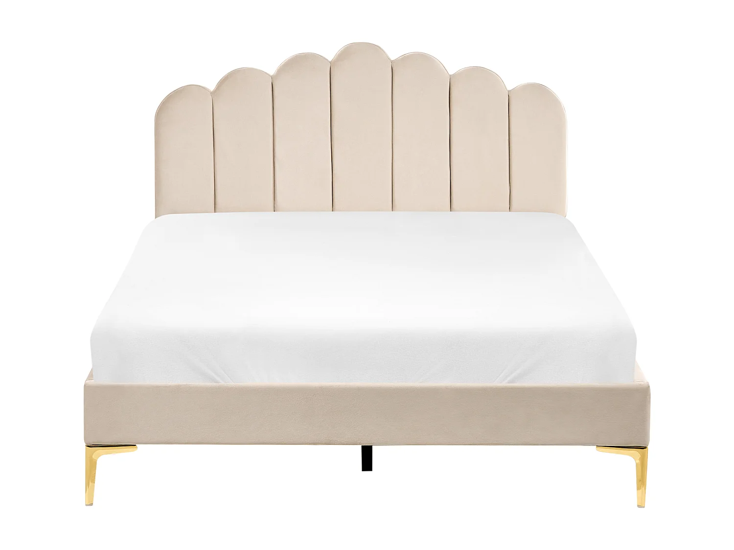 Lit avec sommier Velours SAUVIAN 140 x 200 cm Beige