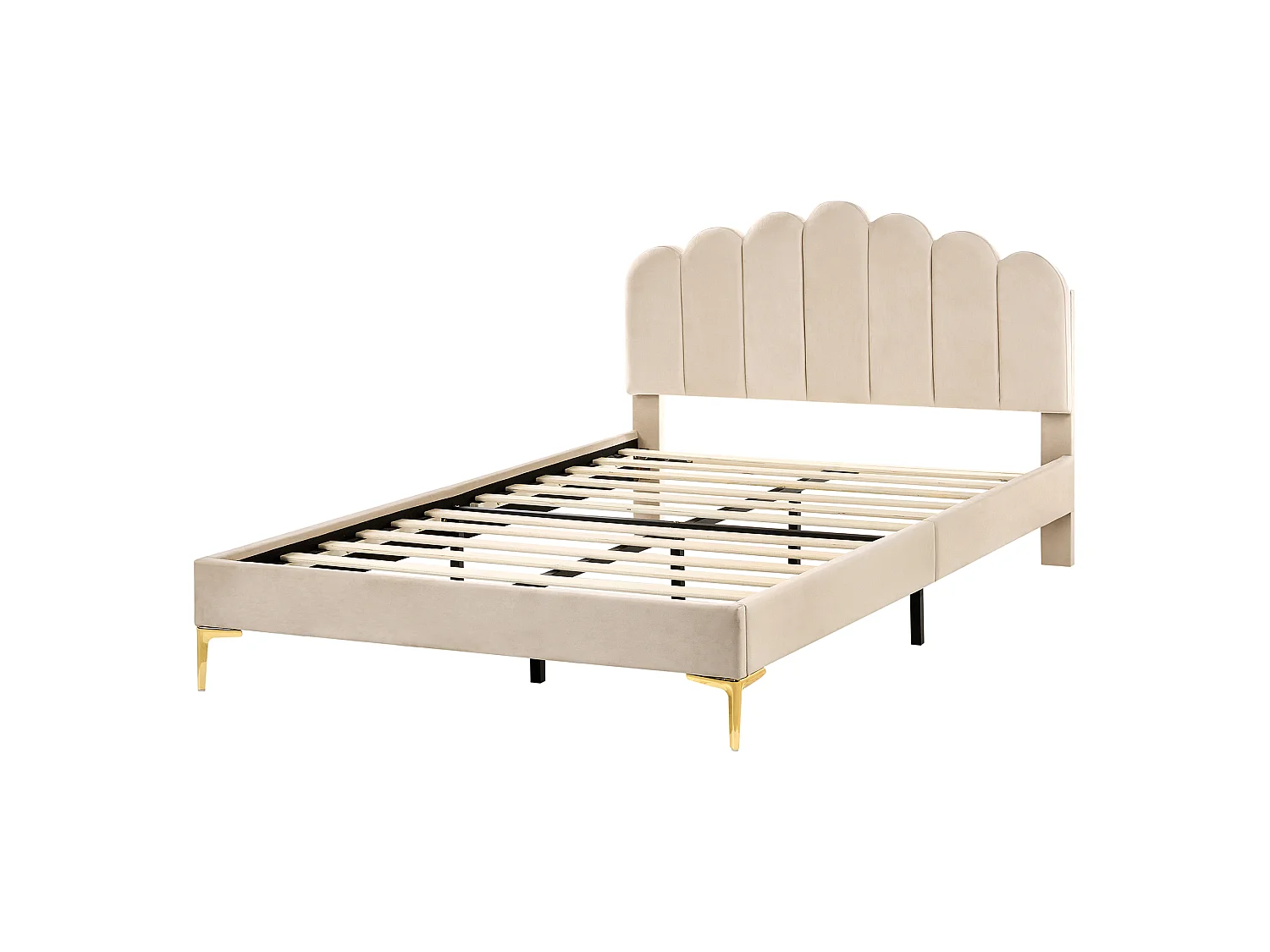 Lit avec sommier Velours SAUVIAN 140 x 200 cm Beige