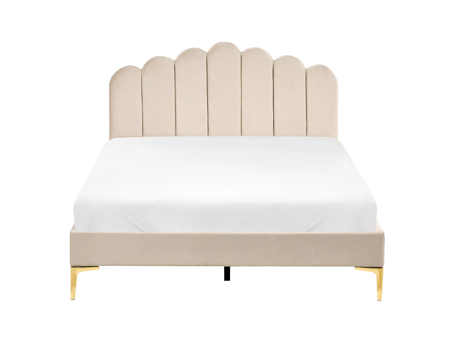 Lit avec sommier Velours SAUVIAN 140 x 200 cm Beige