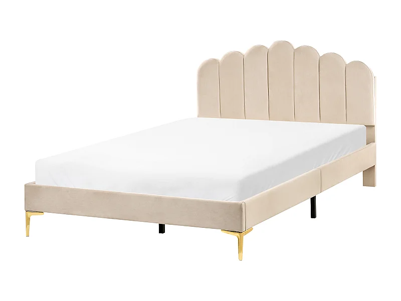 Lit avec sommier Velours SAUVIAN 140 x 200 cm Beige