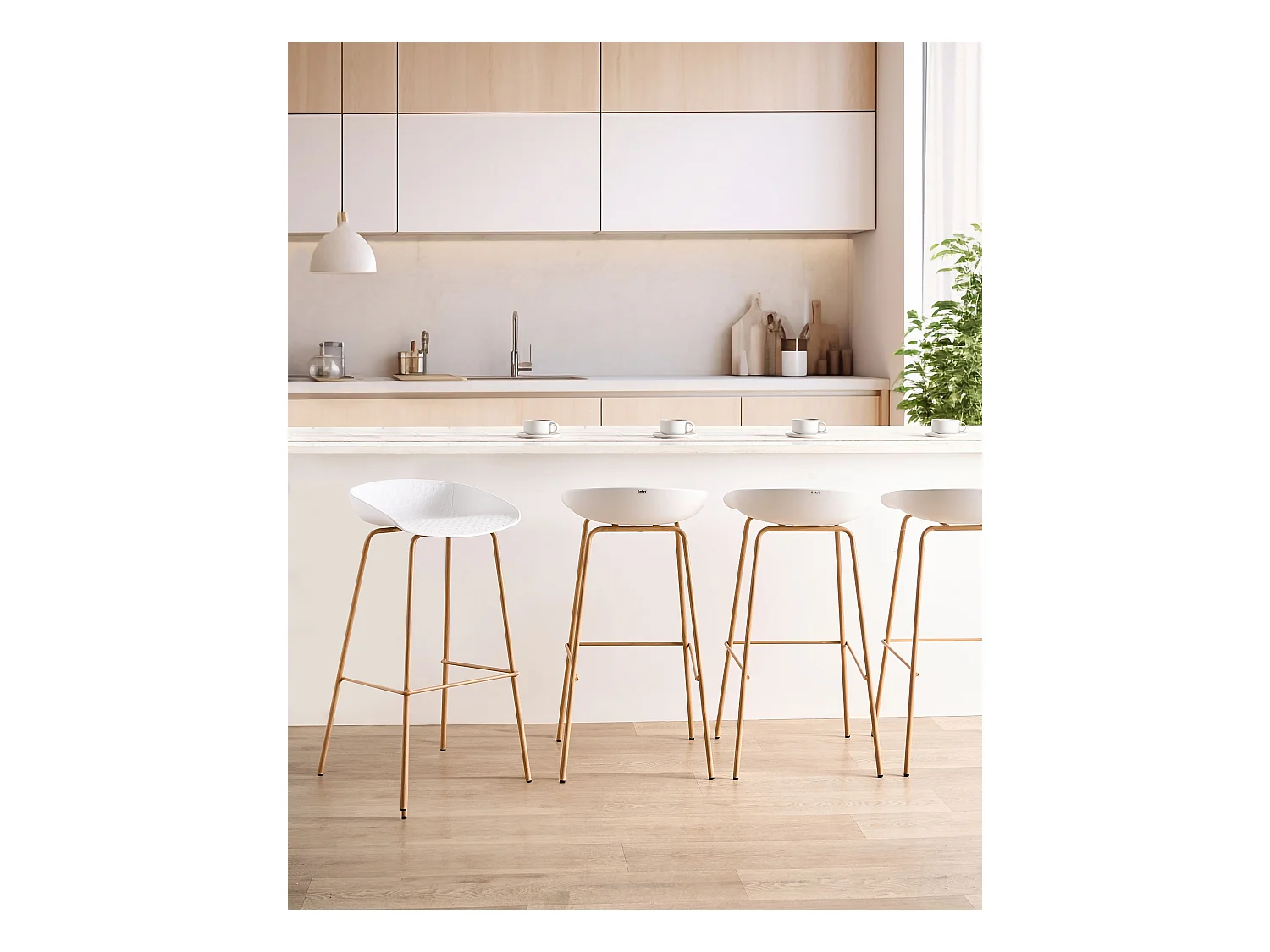 Lot de 4 chaises de bar VENLO Blanc