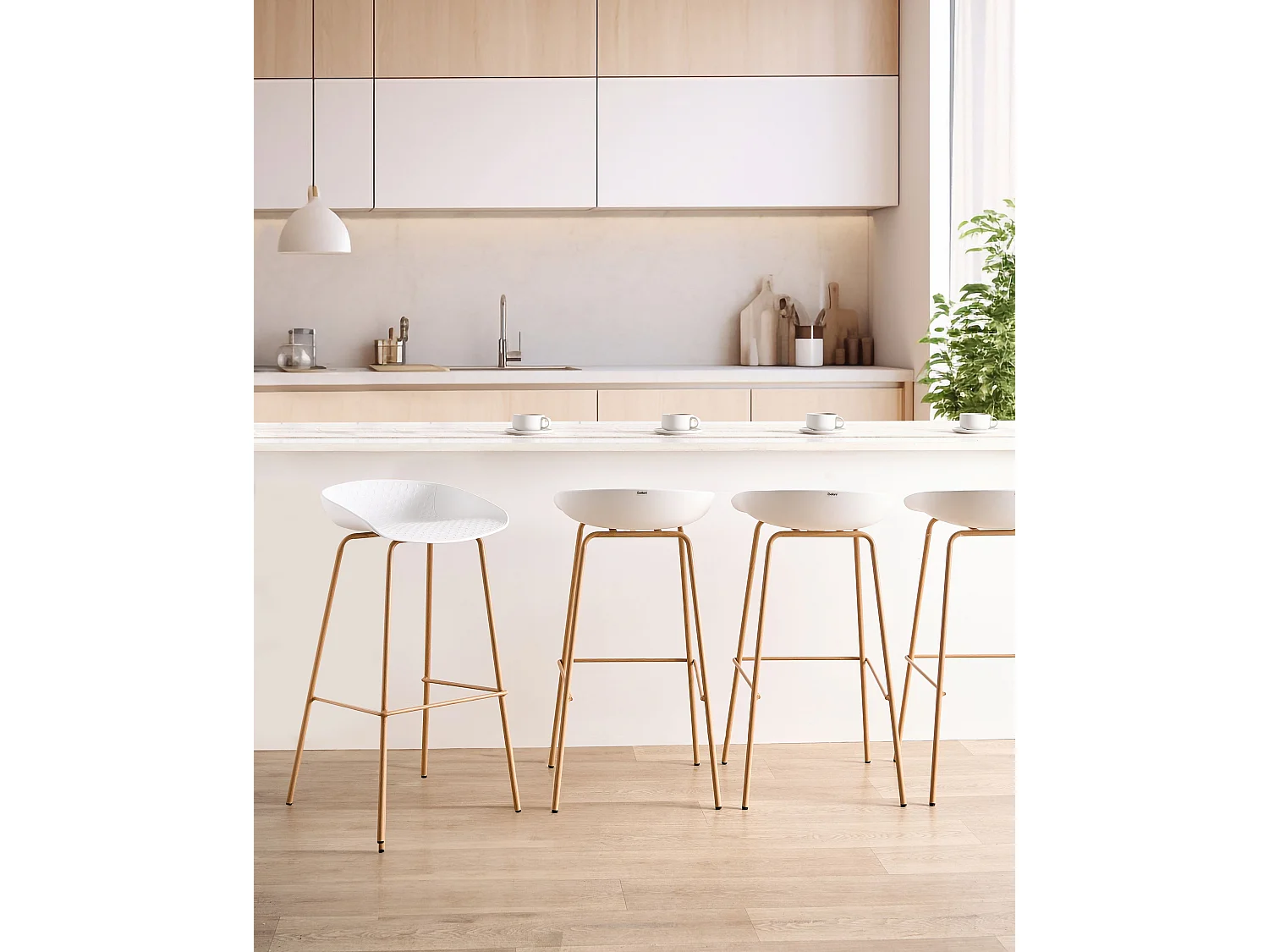 Lot de 4 chaises de bar VENLO Blanc