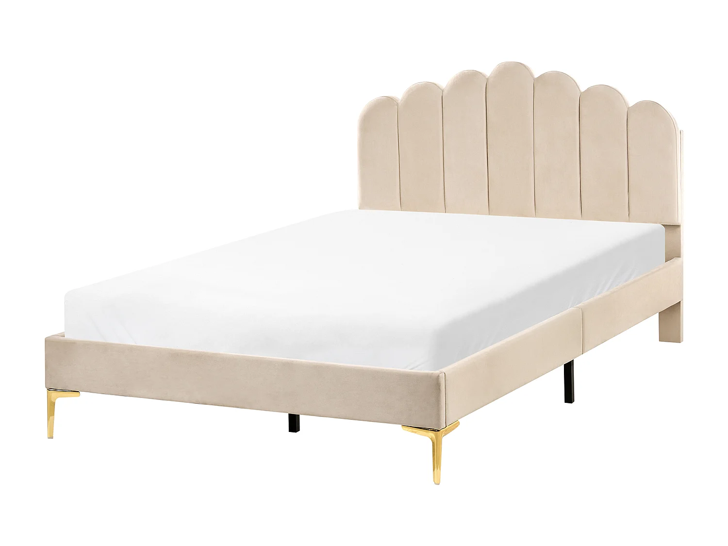 Lit avec sommier Velours SAUVIAN 120 x 200 cm Beige