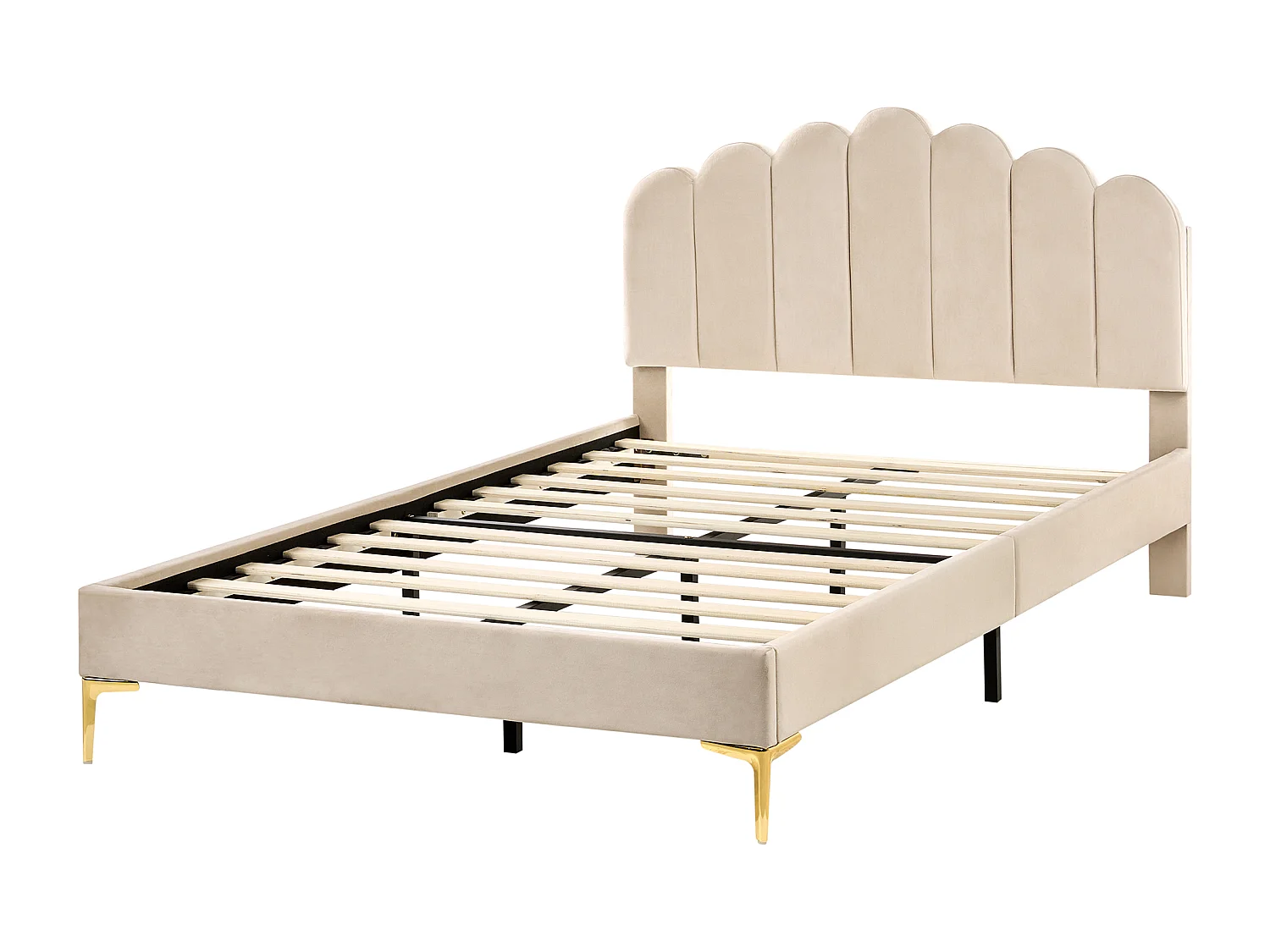 Lit avec sommier Velours SAUVIAN 120 x 200 cm Beige