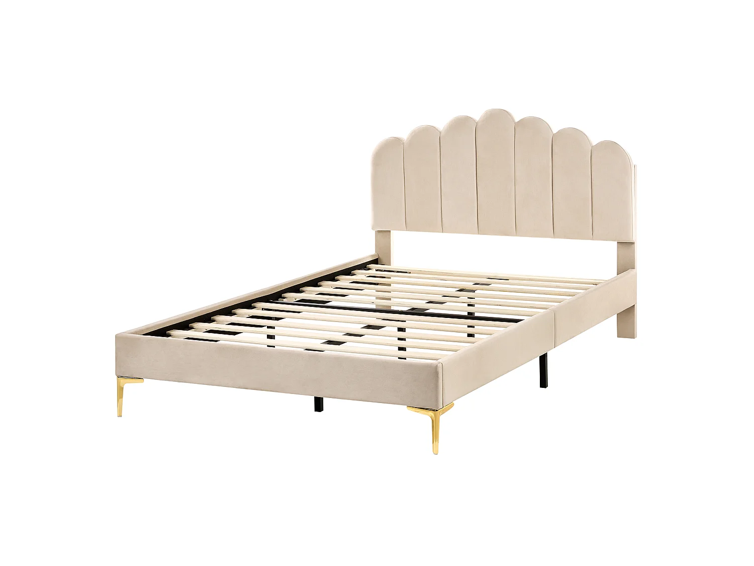 Lit avec sommier Velours SAUVIAN 120 x 200 cm Beige