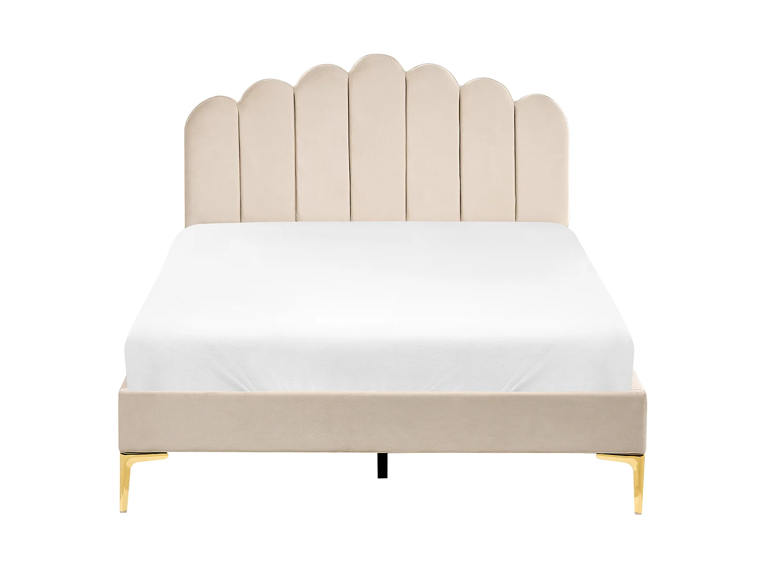 Lit avec sommier Velours SAUVIAN 120 x 200 cm Beige