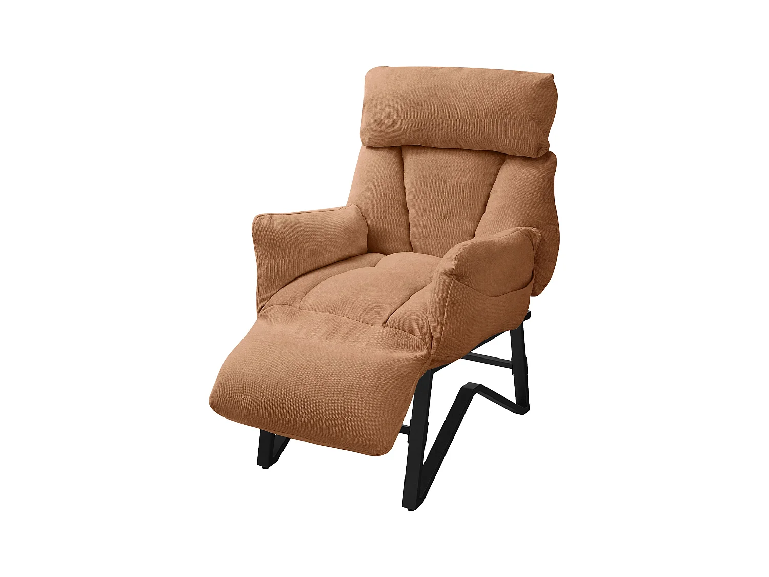 Fauteuil relax marron en lin structure acier dossier et repose-pied réglables accoudoirs rabattables siège inclinable rembourré chaise longue lecture