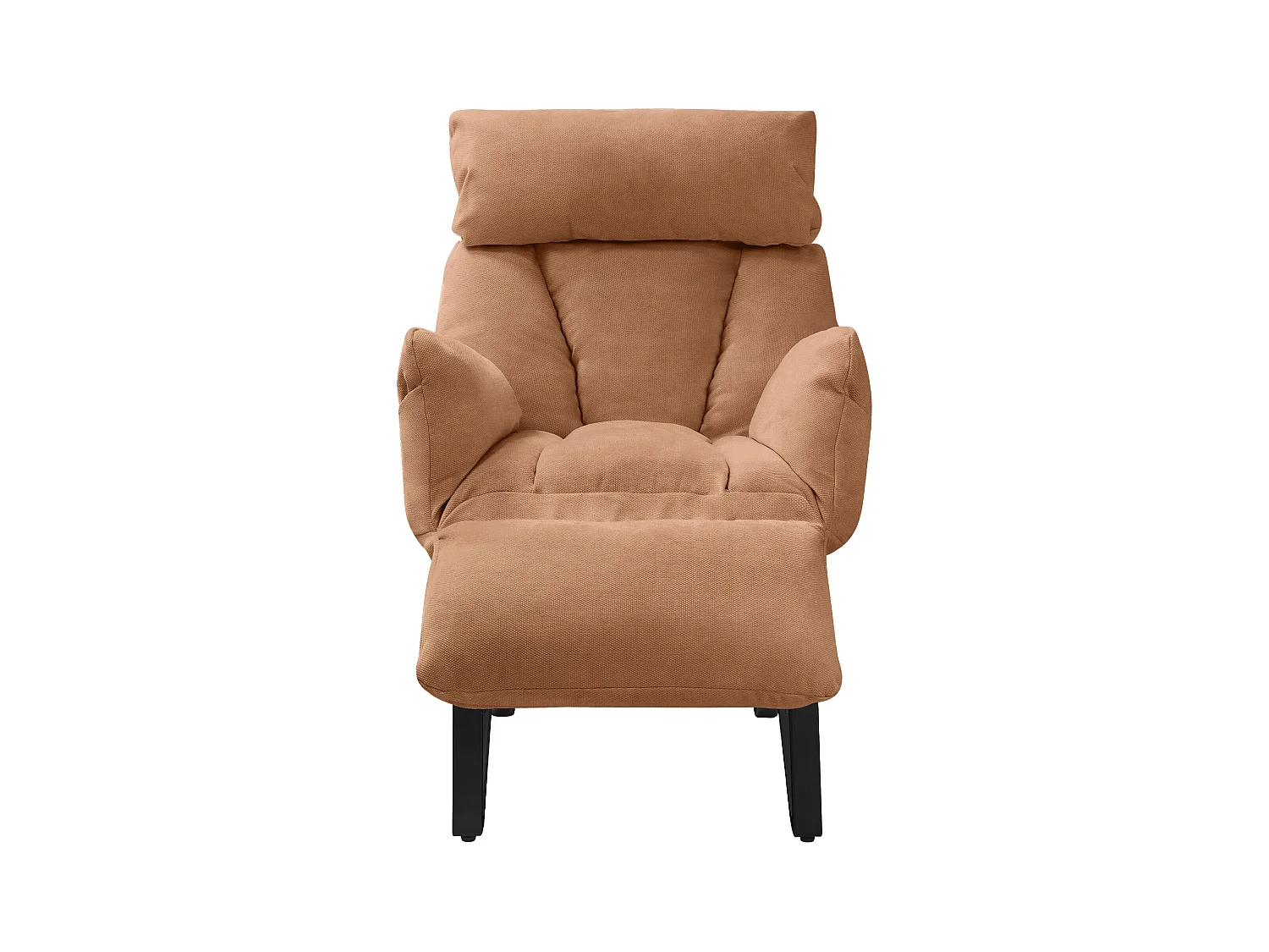 Fauteuil relax marron en lin structure acier dossier et repose-pied réglables accoudoirs rabattables siège inclinable rembourré chaise longue lecture