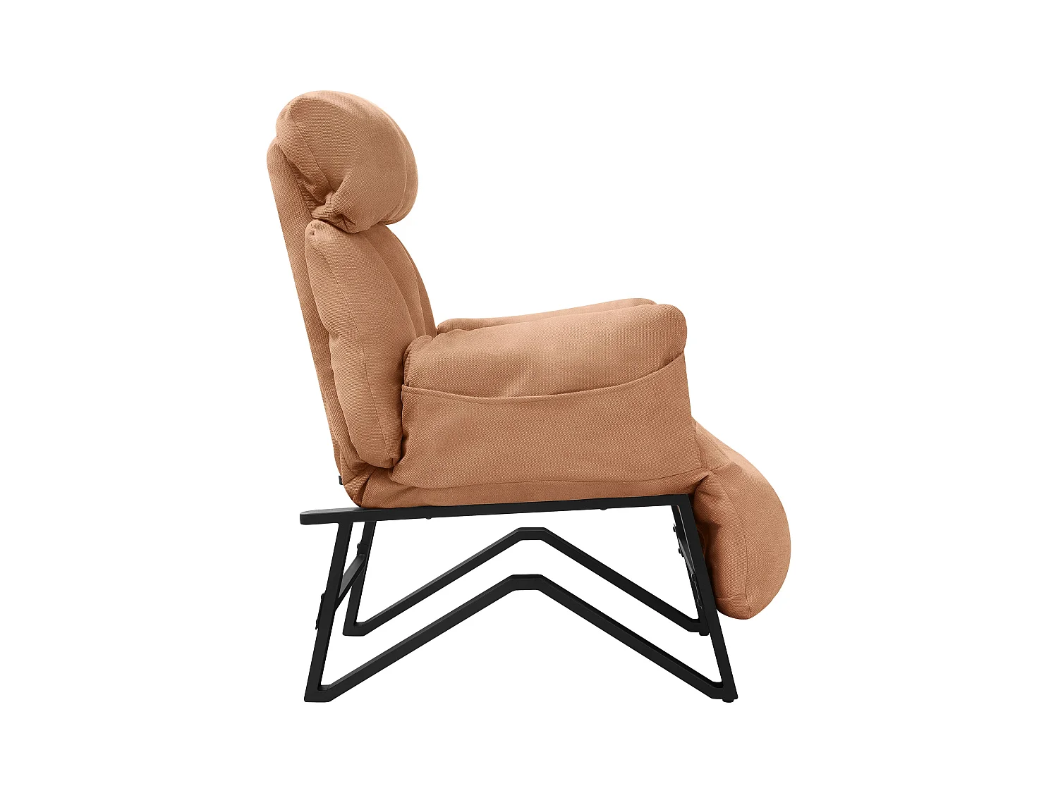 Fauteuil relax marron en lin structure acier dossier et repose-pied réglables accoudoirs rabattables siège inclinable rembourré chaise longue lecture
