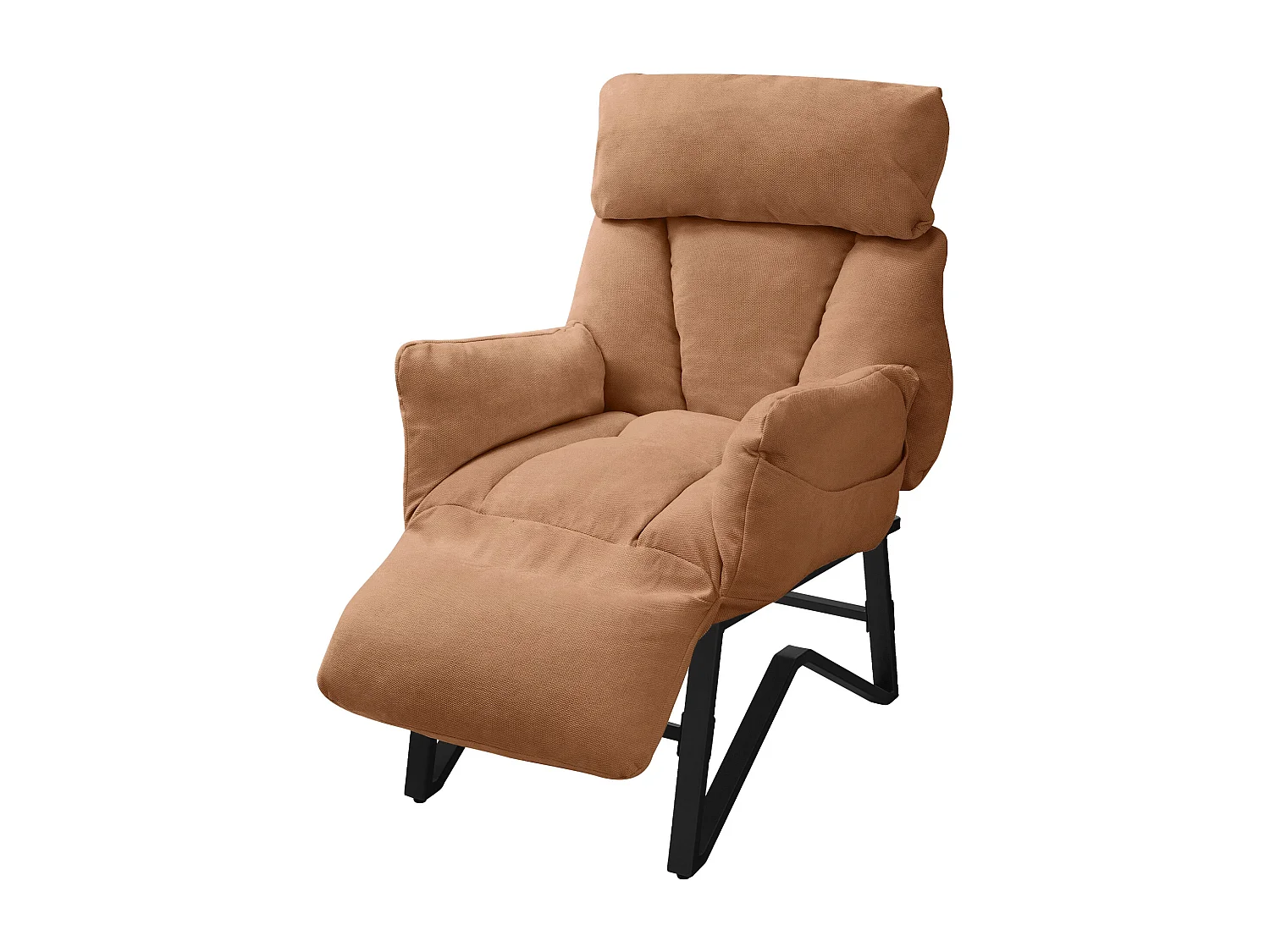 Fauteuil relax marron en lin structure acier dossier et repose-pied réglables accoudoirs rabattables siège inclinable rembourré chaise longue lecture