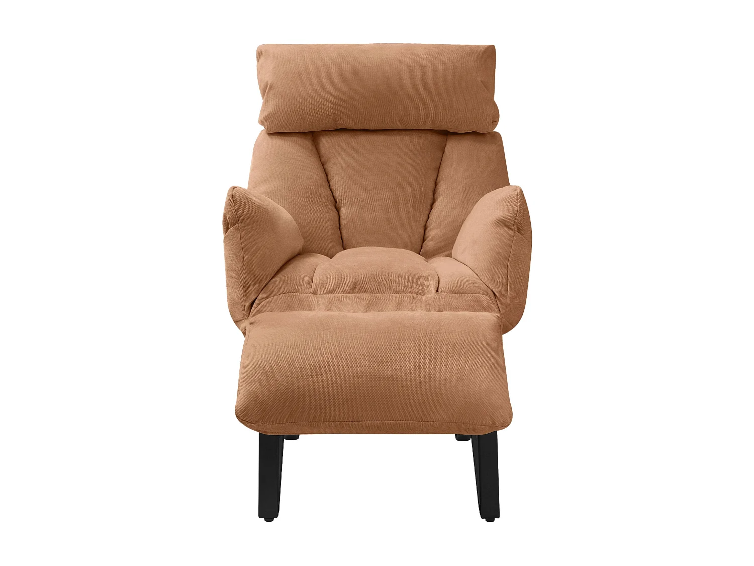 Fauteuil relax marron en lin structure acier dossier et repose-pied réglables accoudoirs rabattables siège inclinable rembourré chaise longue lecture