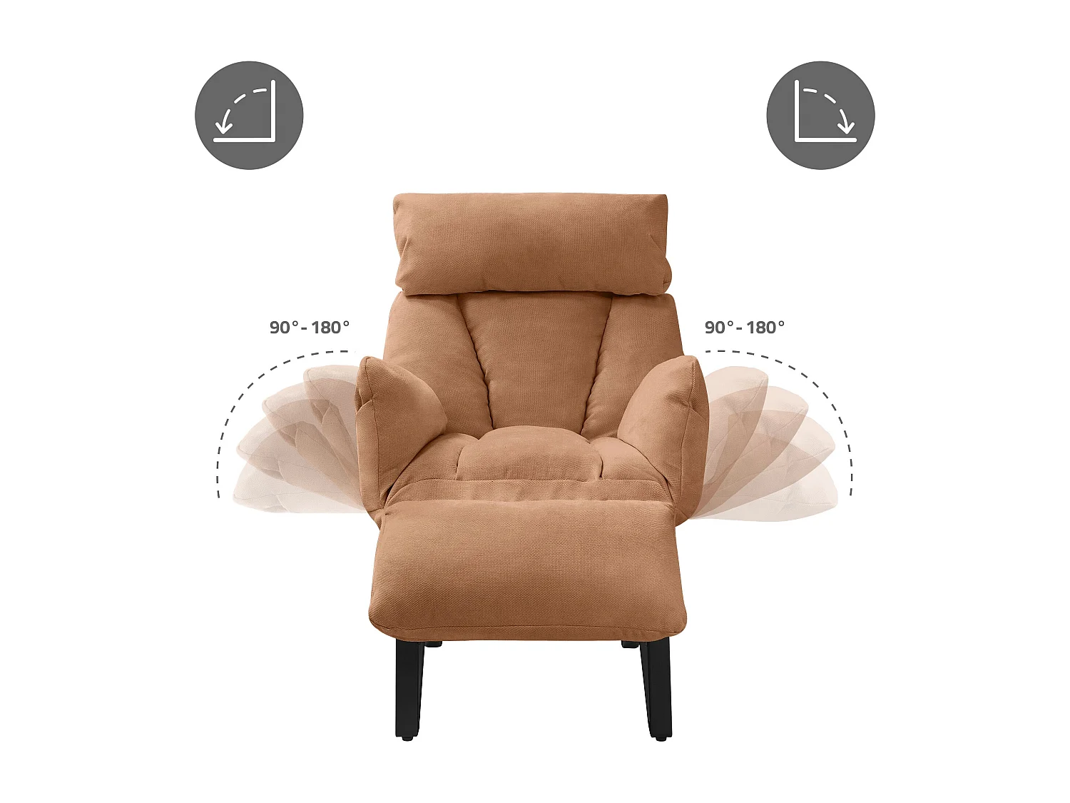 Fauteuil relax marron en lin structure acier dossier et repose-pied réglables accoudoirs rabattables siège inclinable rembourré chaise longue lecture