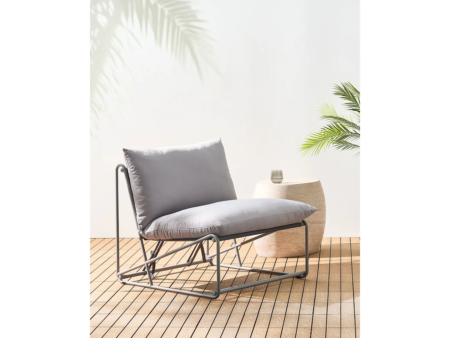 Chaise de jardin avec coussin PICO Métal Gris