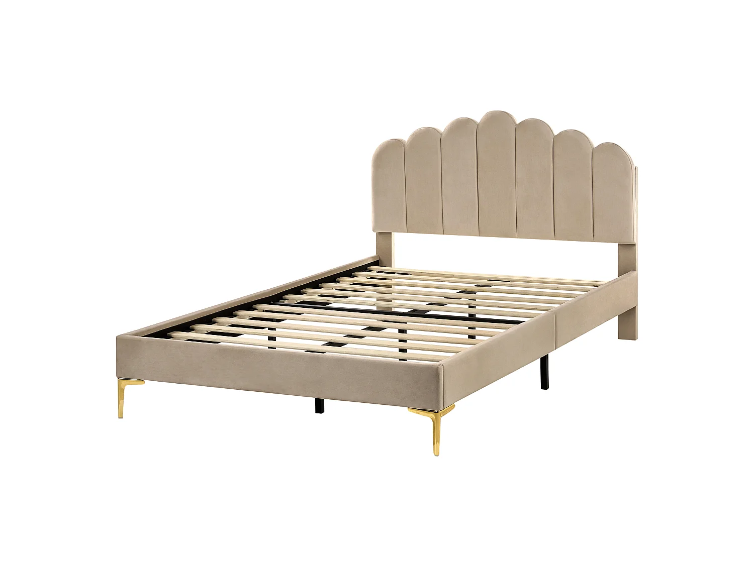 Bed Velvet SAUVIAN 120 x 200 cm (EU Small Double) Taupe