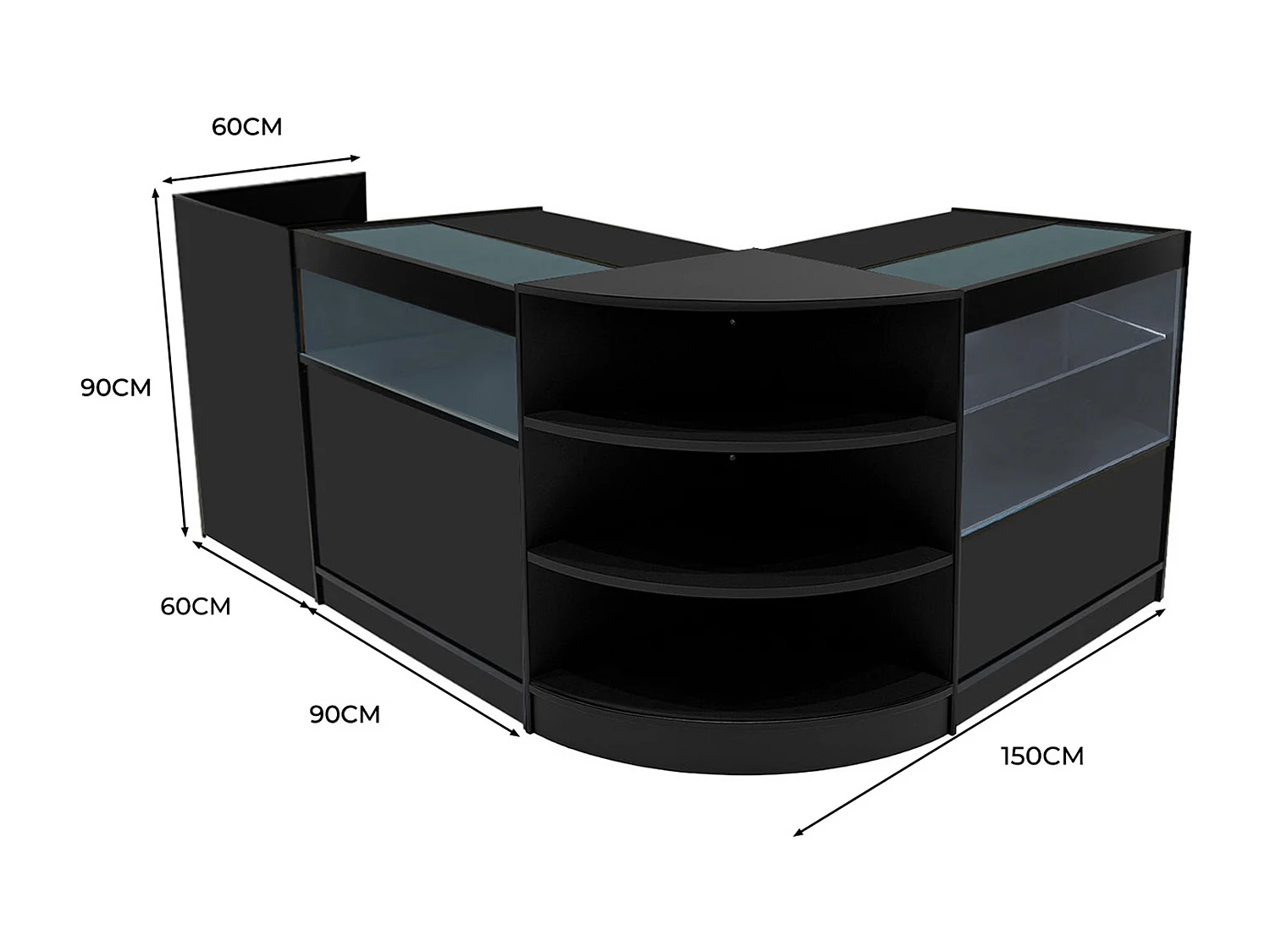 Europa LED Verkaufstheken-Set LM60 + B900 + C900 + TB60 – Schwarz