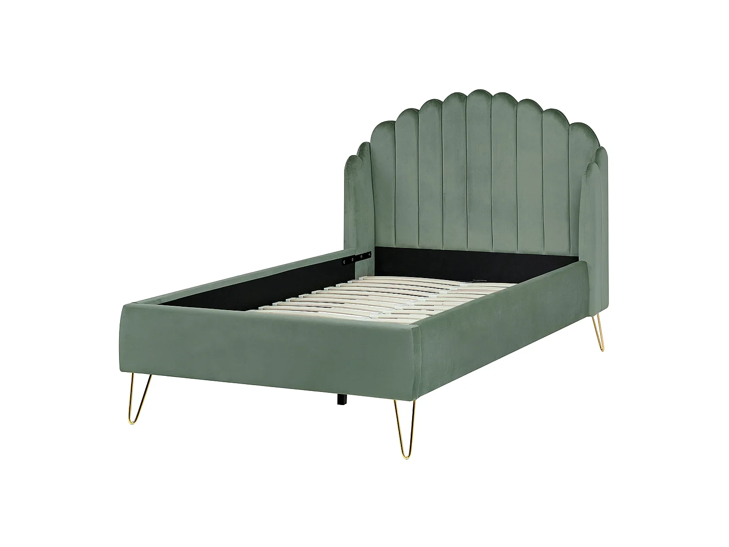 Bed Velvet AMBILLOU 120 x 200 cm (EU Small Double) Green