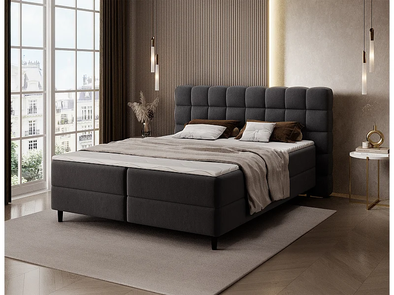 Letto a molle Bernex/Letto a molle/Materassi e topper/Rivestimento in tessuto/Nero