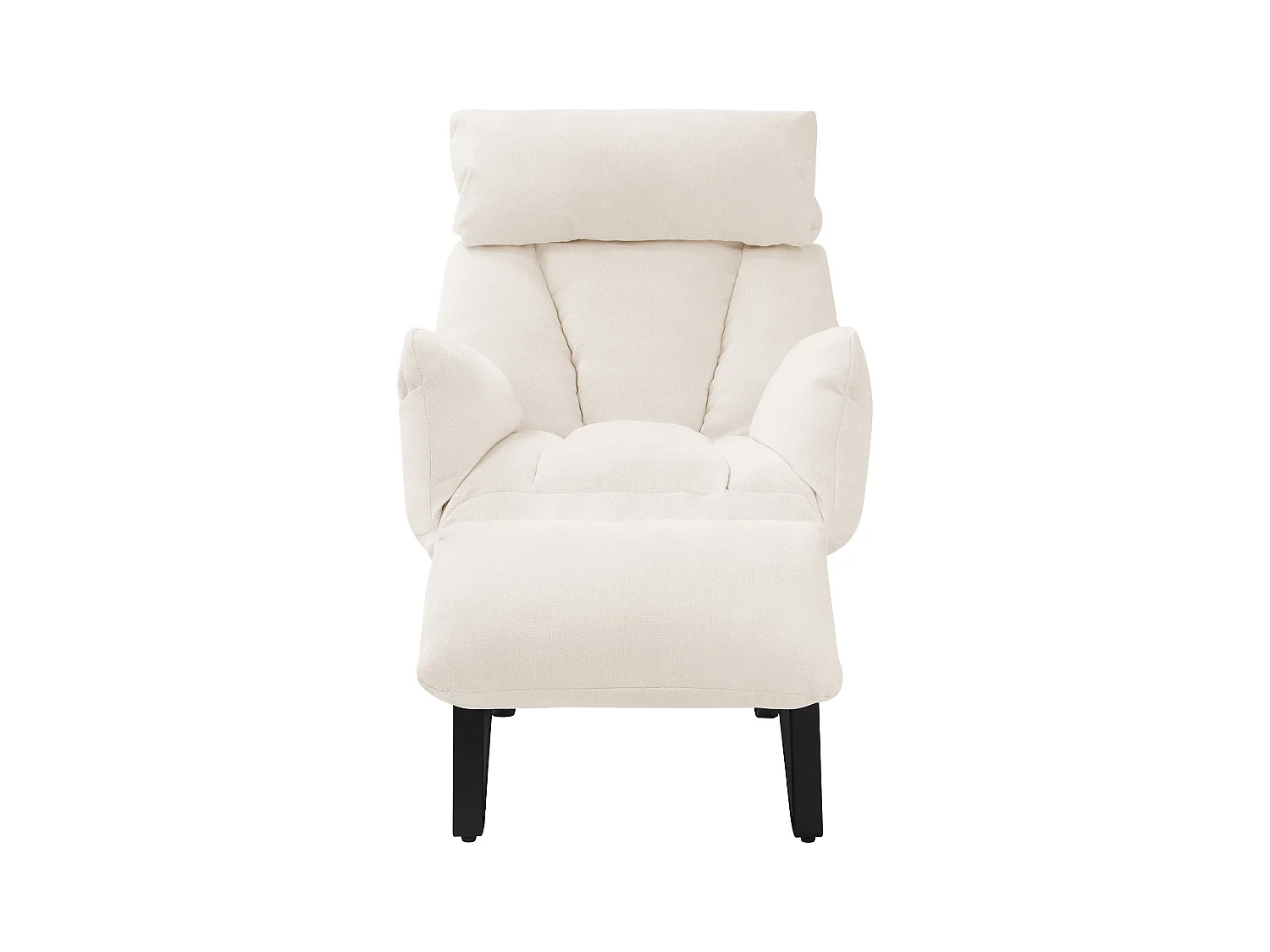Fauteuil relax beige en lin structure acier dossier et repose-pied réglables accoudoirs rabattables siège inclinable rembourré chaise longue lecture