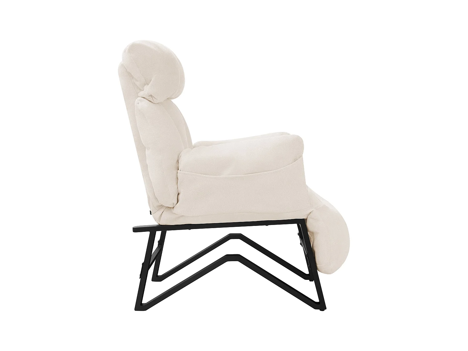 Fauteuil relax beige en lin structure acier dossier et repose-pied réglables accoudoirs rabattables siège inclinable rembourré chaise longue lecture