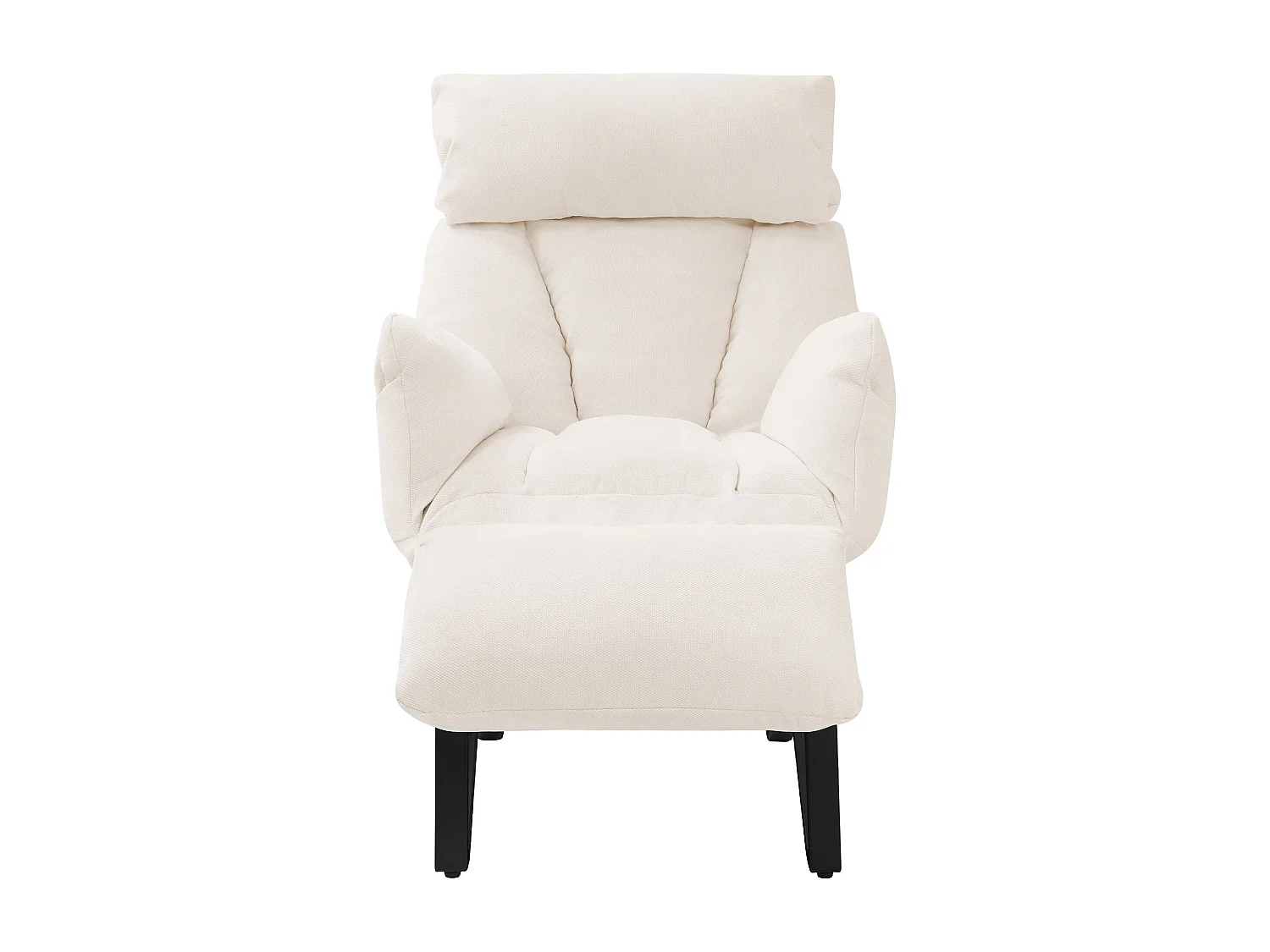 Fauteuil relax beige en lin structure acier dossier et repose-pied réglables accoudoirs rabattables siège inclinable rembourré chaise longue lecture