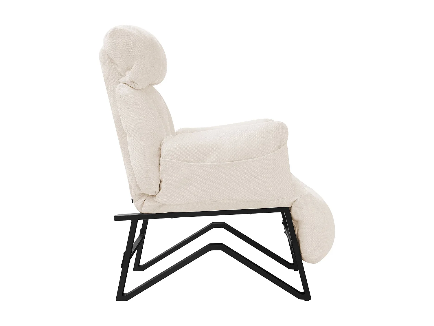 Fauteuil relax beige en lin structure acier dossier et repose-pied réglables accoudoirs rabattables siège inclinable rembourré chaise longue lecture