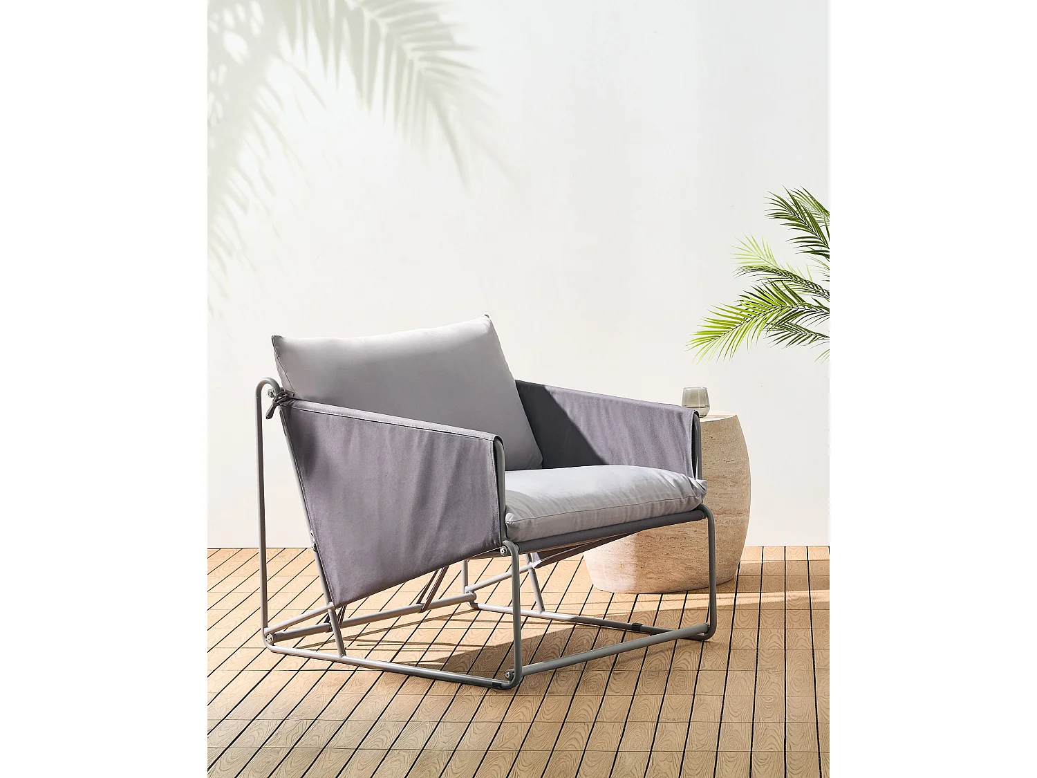 Chaise de jardin avec coussin PONTE Métal Gris