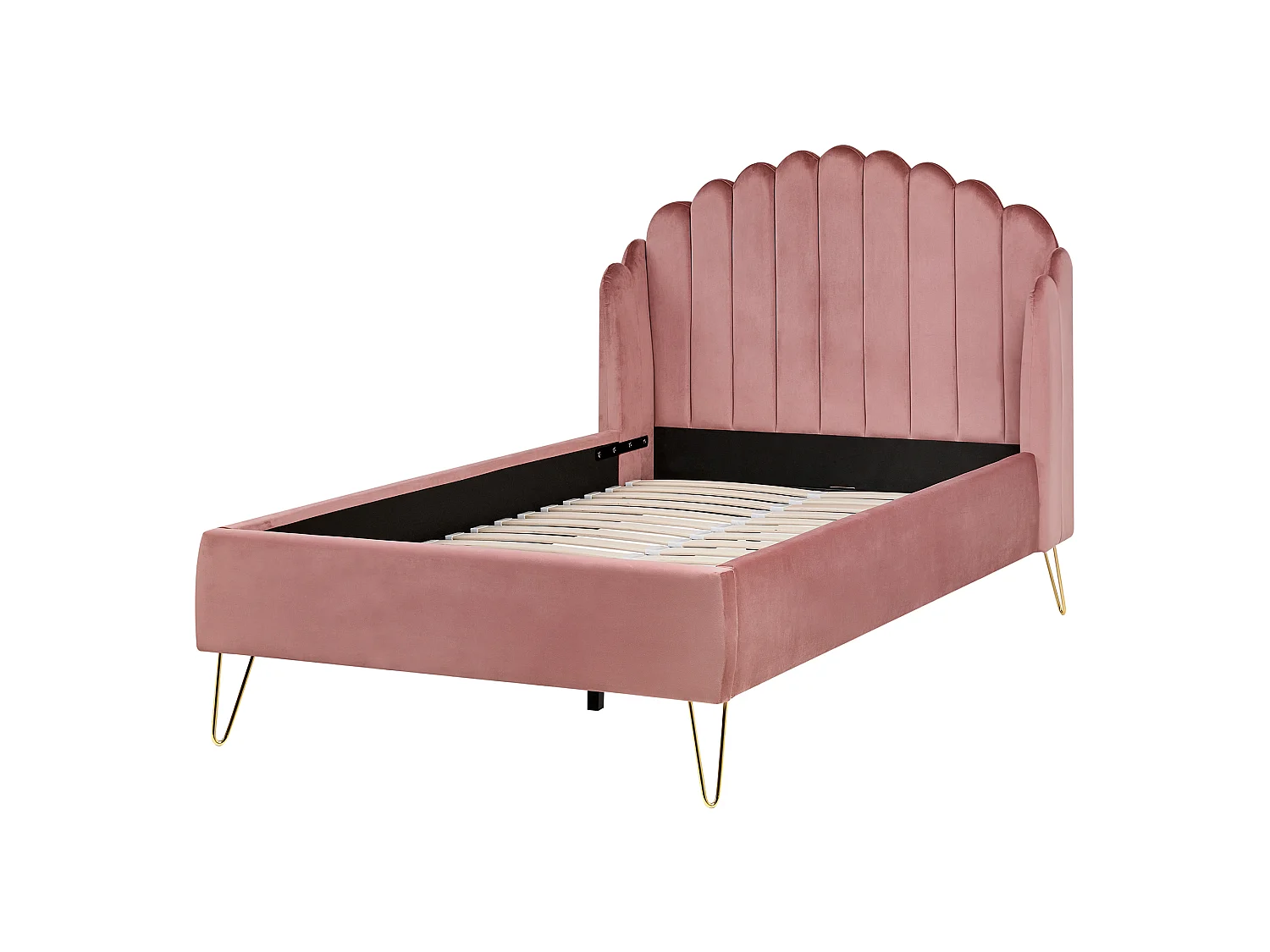 Bed Velvet AMBILLOU 120 x 200 cm (EU Small Double) Pink