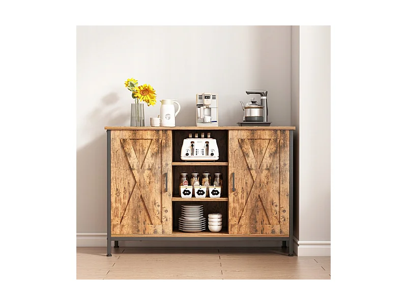 BUFFET ARMOIRE LATÉRALE AVEC ÉTAGÈRES OUVERTES COMMODE VINTAGE CUISINE SALON LOFT