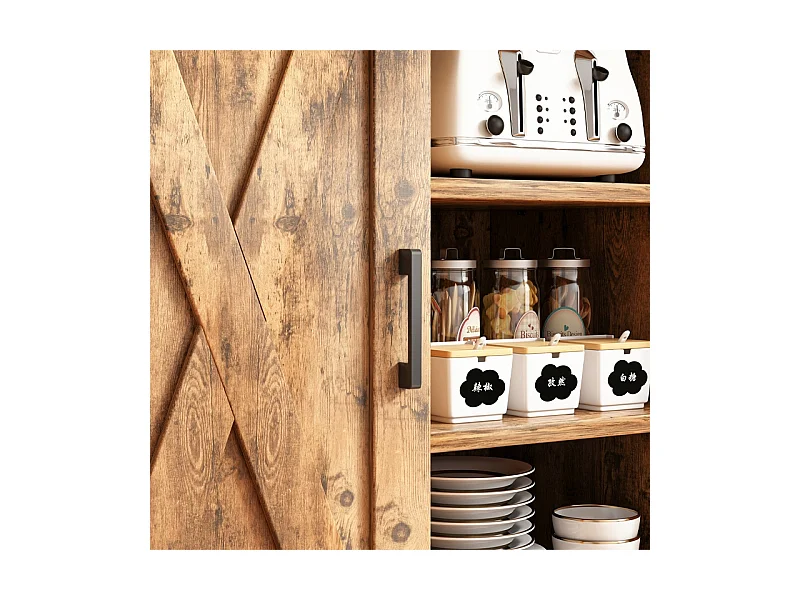 BUFFET ARMOIRE LATÉRALE AVEC ÉTAGÈRES OUVERTES COMMODE VINTAGE CUISINE SALON LOFT