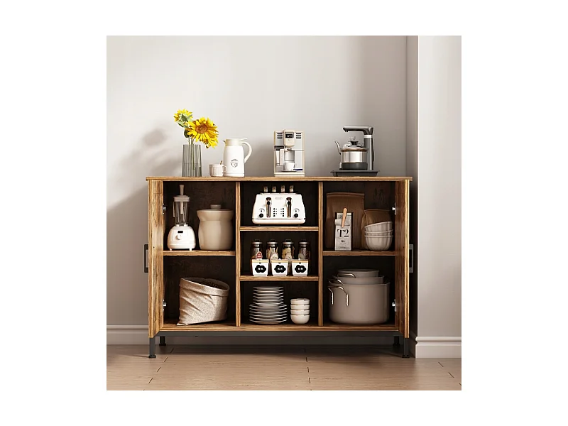 BUFFET ARMOIRE LATÉRALE AVEC ÉTAGÈRES OUVERTES COMMODE VINTAGE CUISINE SALON LOFT